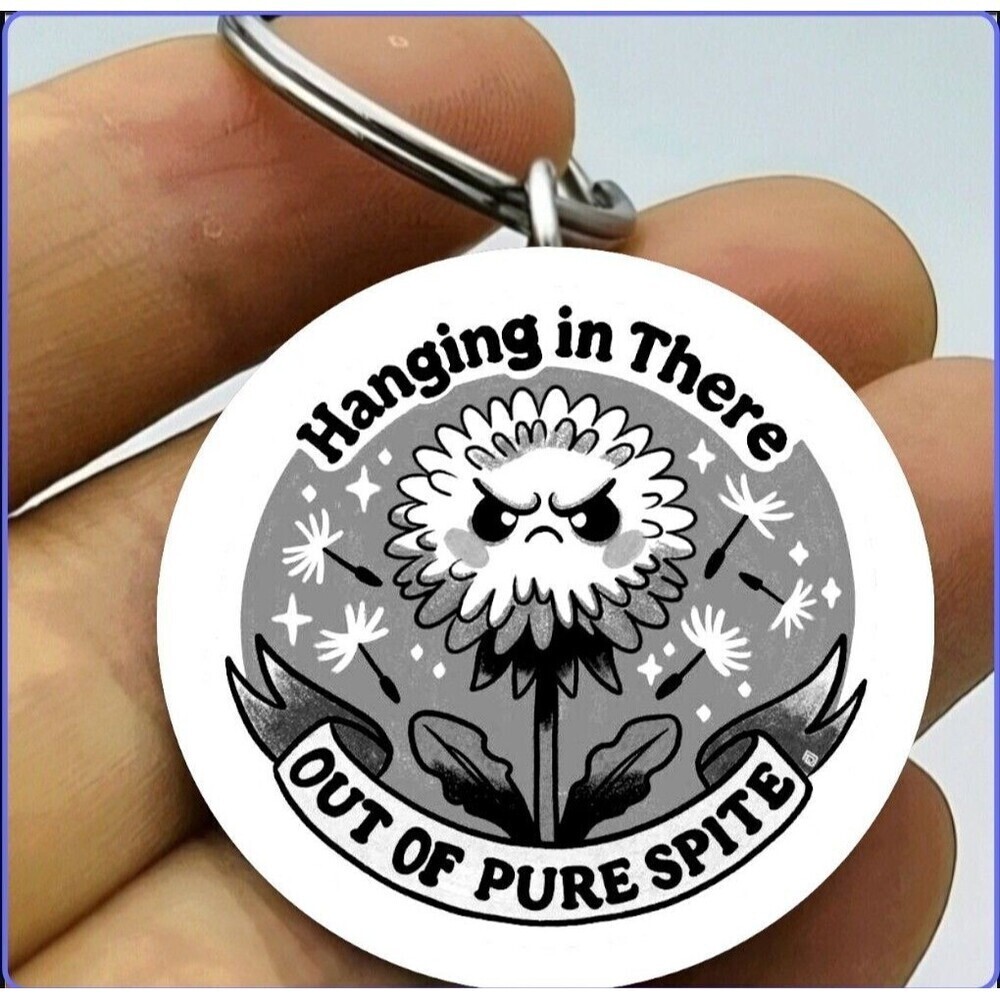 Flower Hot Hang In There Out Of Fuore Spike Cute Emoji Stainless Steel Keychain